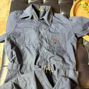 Vintage 70s Sears Putter Suit Navy Blue Jumpsuit Coveralls 42 T